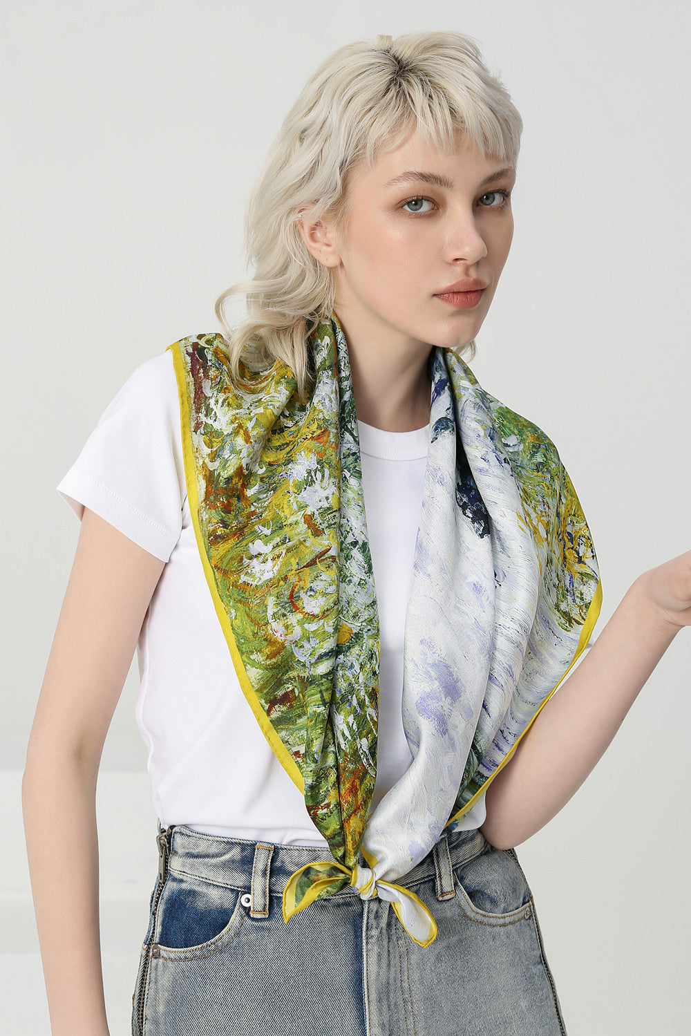 Oil painting series vintage scarf - Lotus Lane