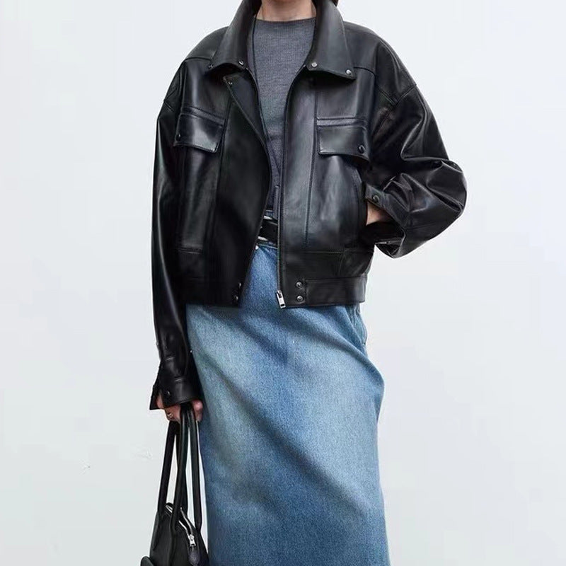 New Sheepskin Retro Loose Profile Casual Short Jacket - Lotus Lane