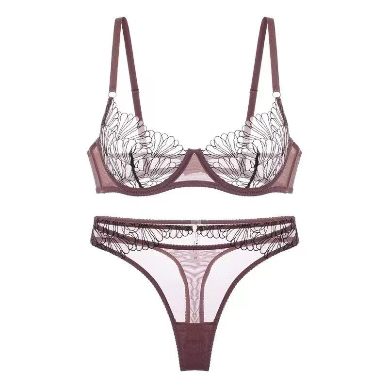 Sexy Underwear Shell Embroidery Bra Set - Lotus Lane