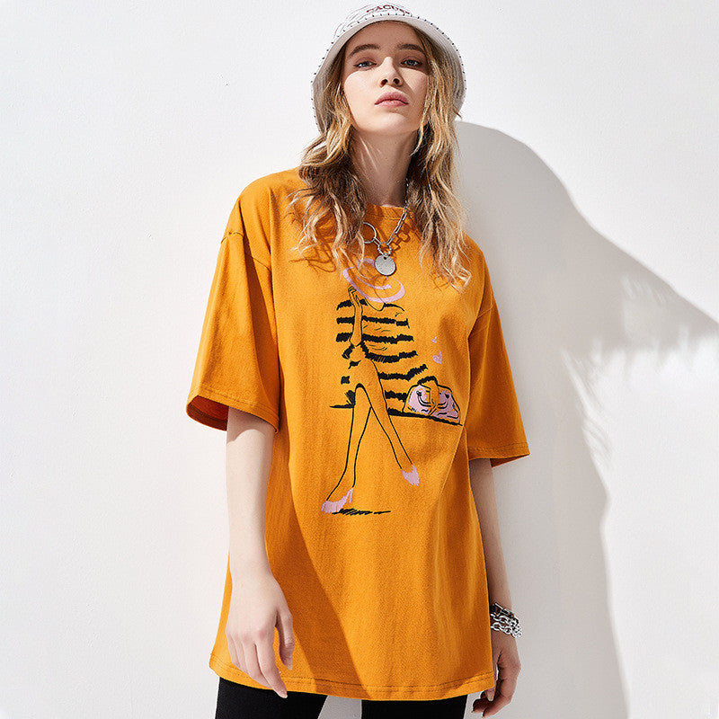 Short Sleeve Character Print Loose Fit Cotton - Lotus Lane