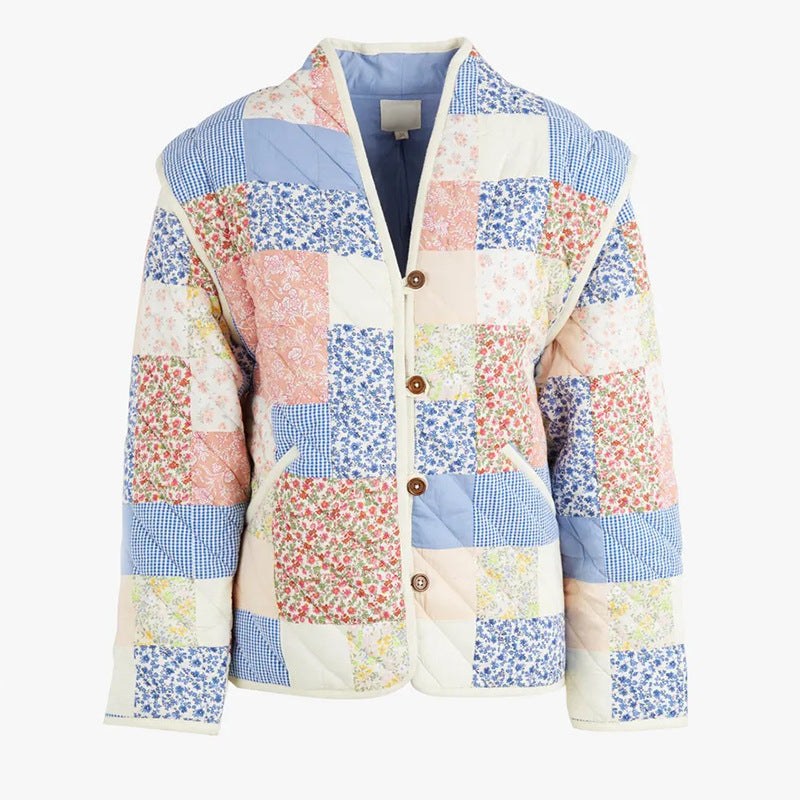 Printed Women's Cotton Padded Clothing Artistic Retro Loose Single-breasted Cardigan - Lotus Lane