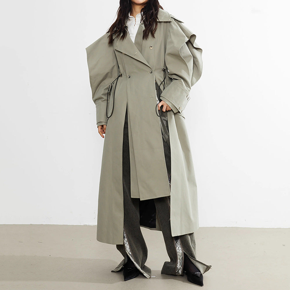 Elastic And Waisted Profile Trench Coat