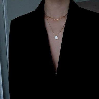 High-grade Stacking White Mother-of-pearl Clavicle Chain - Lotus Lane