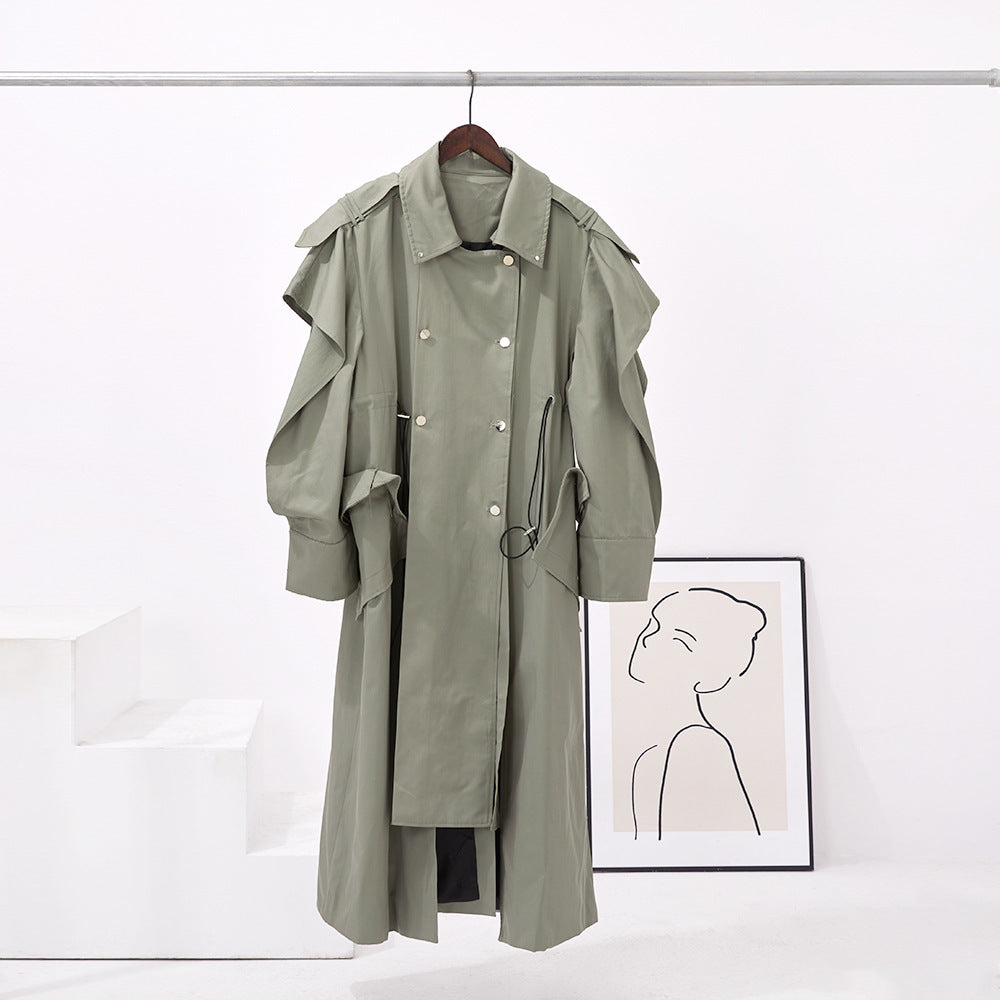 Elastic And Waisted Profile Trench Coat