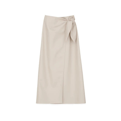 PU leather A-line skirt skirt - Lotus Lane