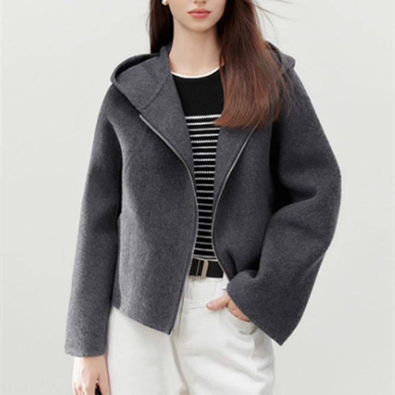 Gray Double-faced Woolen Goods Short Women's Coat - Lotus Lane