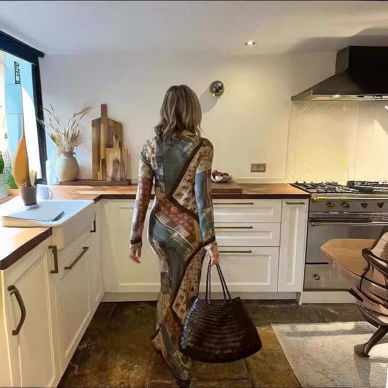 Women's French Slim Fit Slimming Long Dress - Lotus Lane