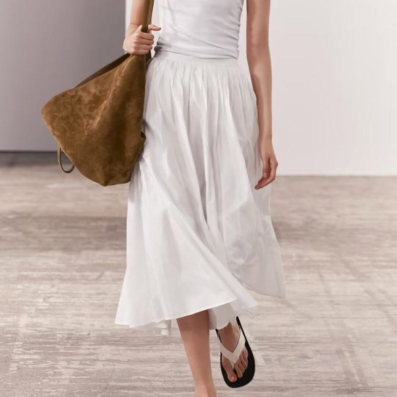 French Style White Idle Style Skirt Women's Waist Slimming - Lotus Lane