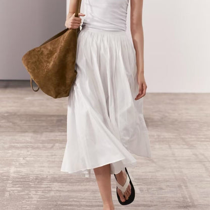 French Style White Idle Style Skirt Women's Waist Slimming - Lotus Lane