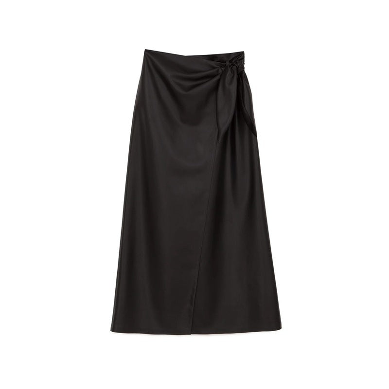 PU leather A-line skirt skirt - Lotus Lane