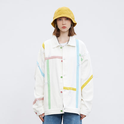 Ribbon Drawstring Stitching Jacket Men And Women - Lotus Lane