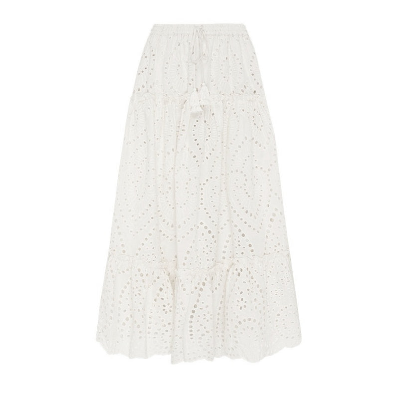 Heavy Industry Embroidery Western Style High Waist Skirt Elegant Swing - Lotus Lane