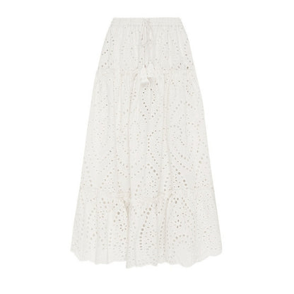 Heavy Industry Embroidery Western Style High Waist Skirt Elegant Swing - Lotus Lane