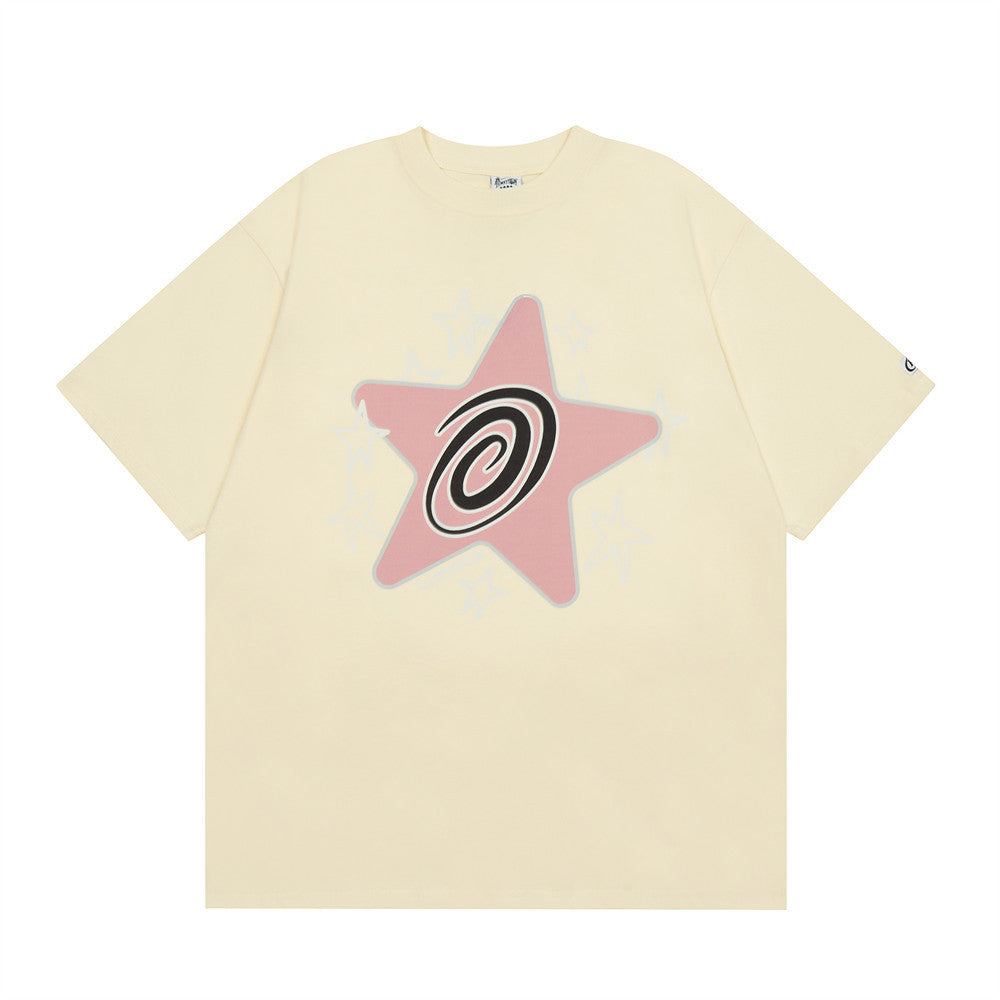 Creative Five-pointed Star Printed Short Sleeve Round Neck Men - Lotus Lane