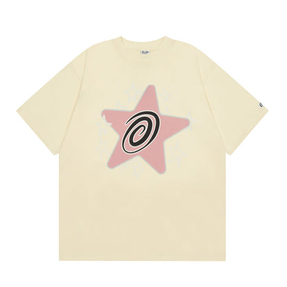 Creative Five-pointed Star Printed Short Sleeve Round Neck Men - Lotus Lane