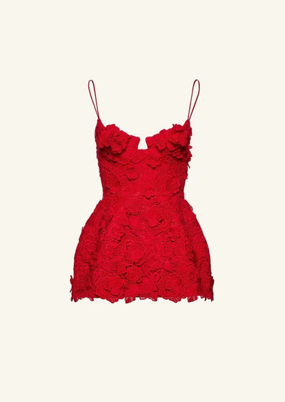 Red Pattern Decorative Sexy Sling Dress - Lotus Lane