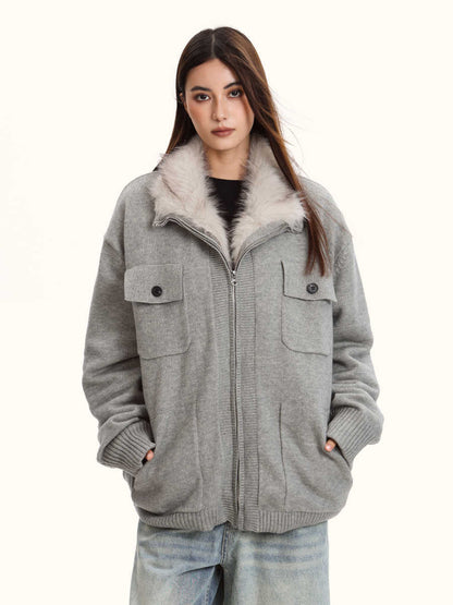 Mountain Carving Lazy Comfortable Sweater Coat - Lotus Lane