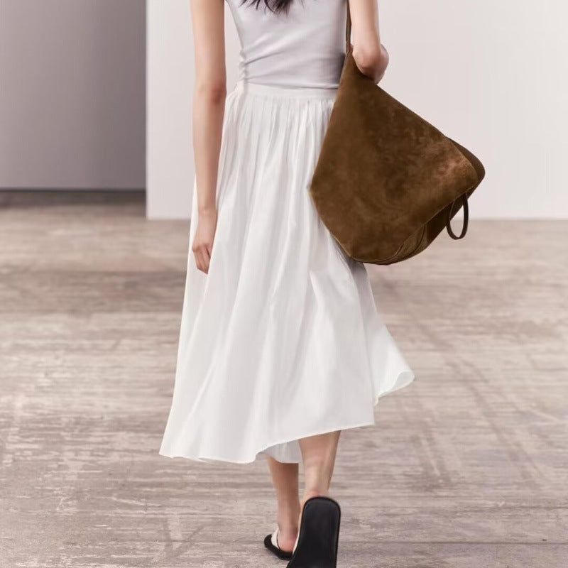 French Style White Idle Style Skirt Women's Waist Slimming - Lotus Lane